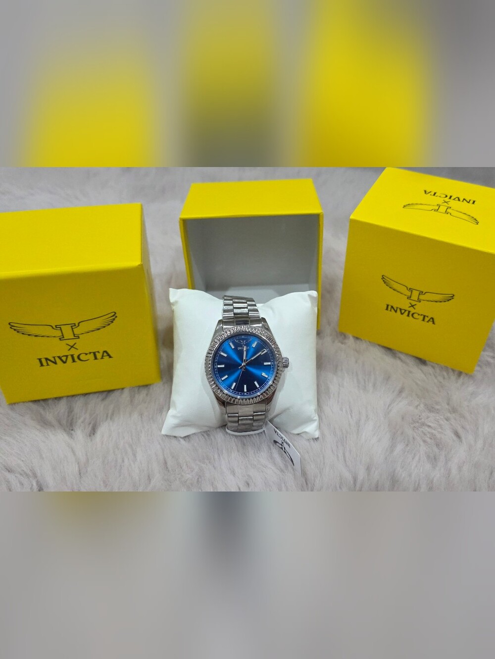 Invicta Stainless Steel Watch with Sunburst Blue Dial 40mm